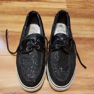 Black Sparkly Sperrys